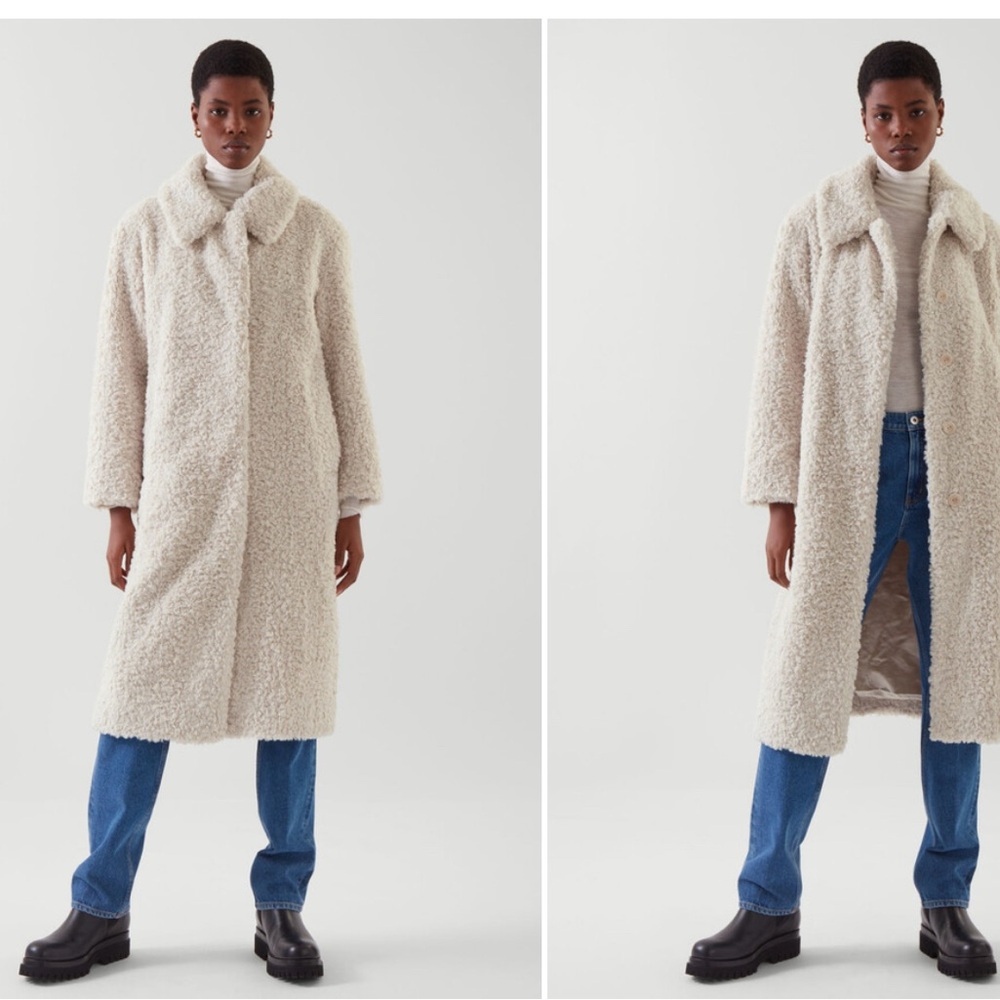 Cos off white shearling coat